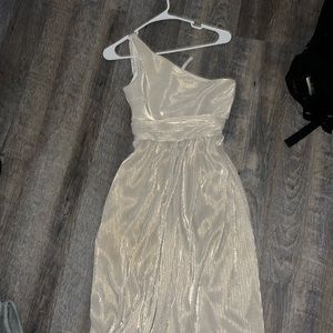 Lucy in the sky champagne one shoulder dress